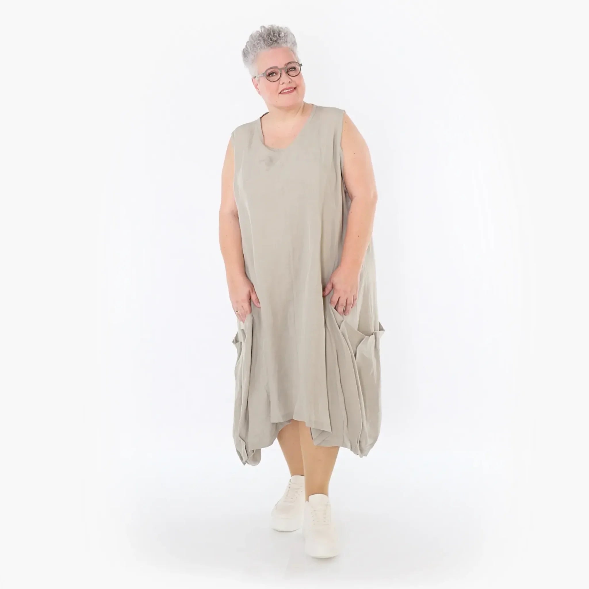  Ballonkleid von AKH Fashion aus Viskose, 1490.07093, Beige, Ausgefallen, Zeitlos, Schick