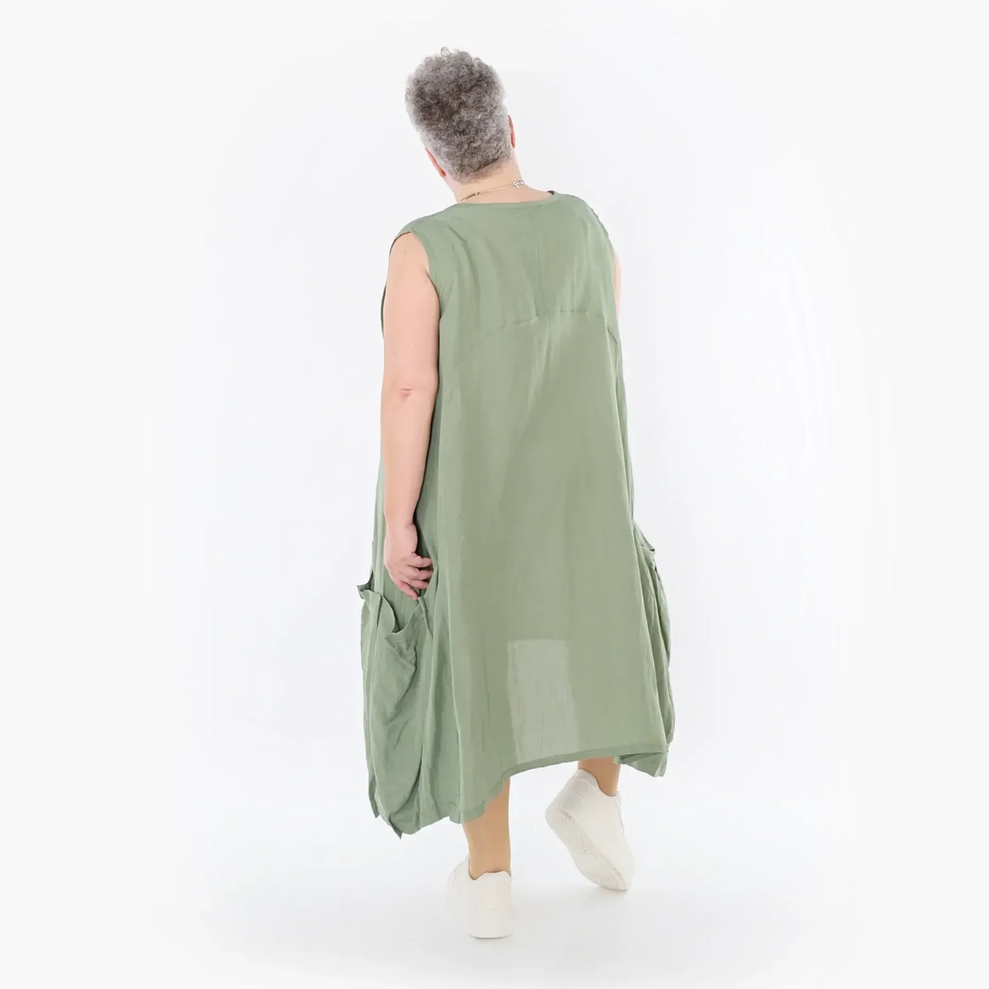  Ballonkleid von AKH Fashion aus Viskose, 1490.07093, Khaki, Ausgefallen, Zeitlos, Schick