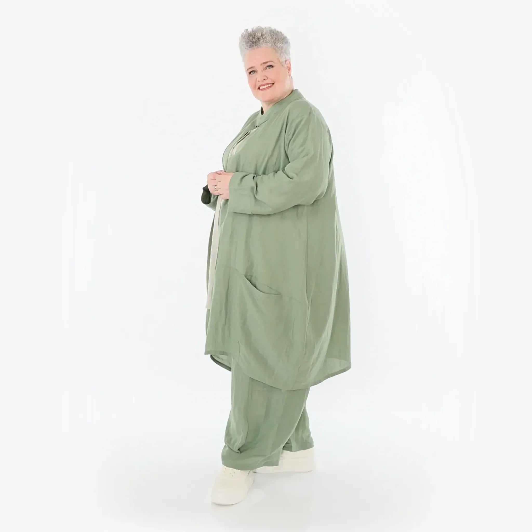  Ballon Cardigan von AKH Fashion aus Viskose, 1490.07094, Khaki, Ausgefallen, Zeitlos