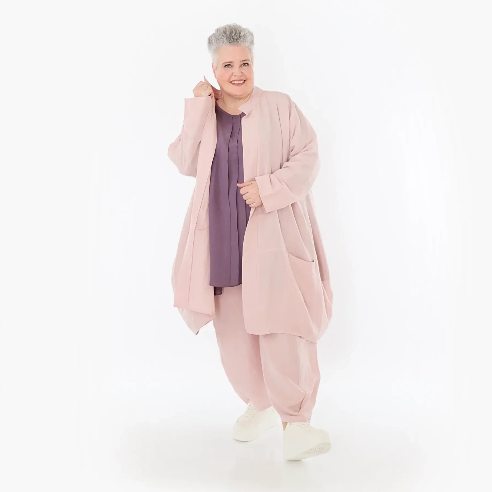  Ballon Cardigan von AKH Fashion aus Viskose, 1490.07094, Mauve, Ausgefallen, Zeitlos