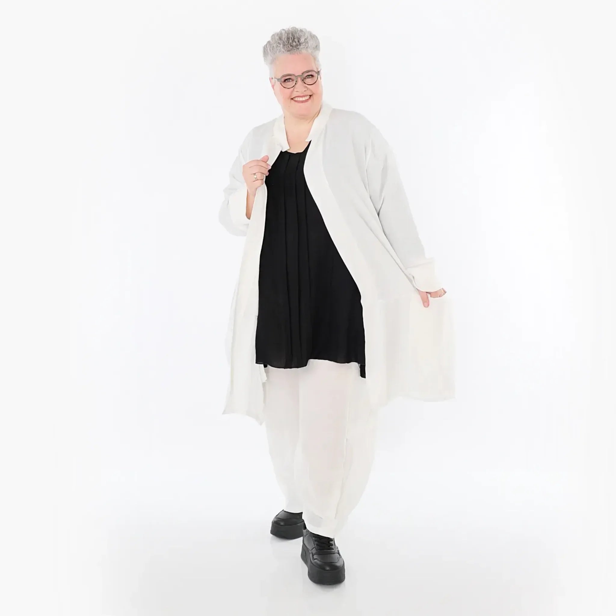  Ballon Cardigan von AKH Fashion aus Viskose, 1490.07094, Weiß, Ausgefallen, Zeitlos