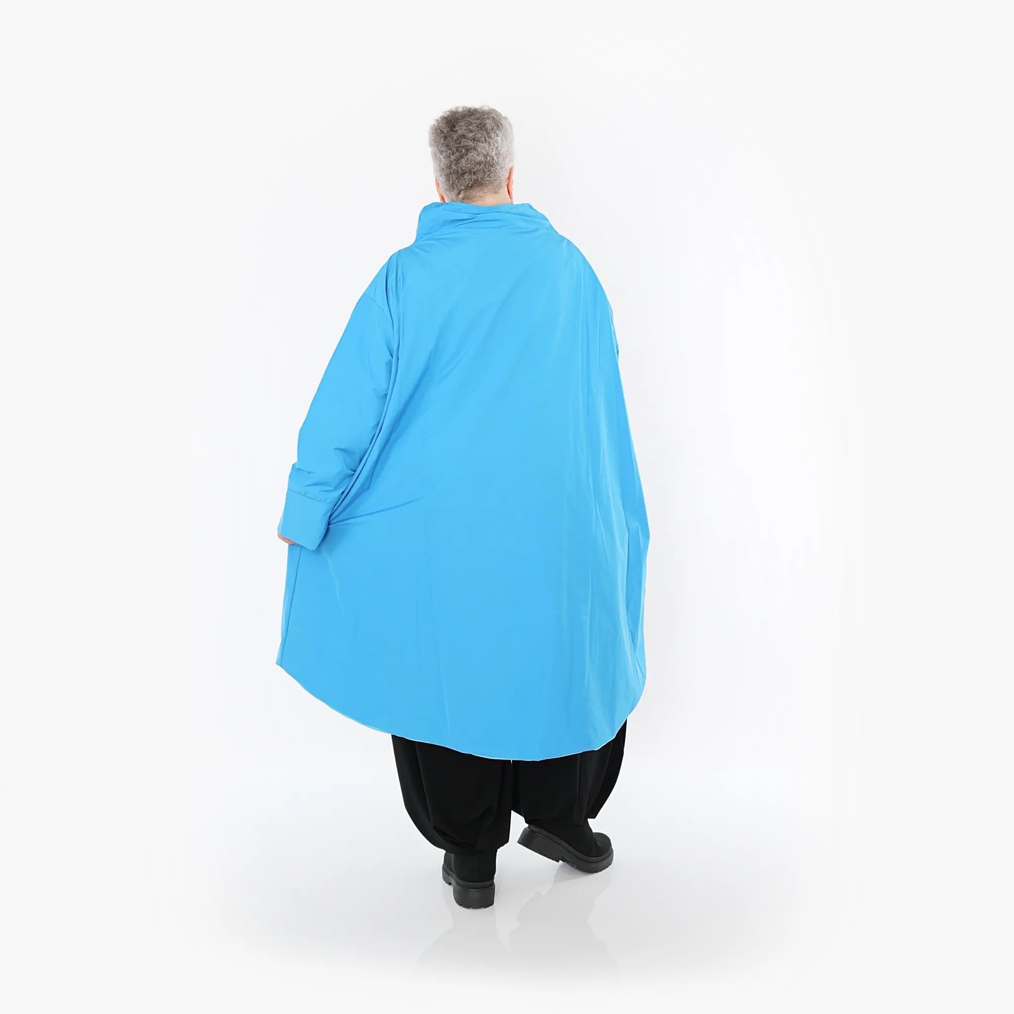  AKH Fashion Mantel in Vokuhila-Form, aus Baumwolle, 1493.02276, Blau, Ausgefallen, Zeitlos