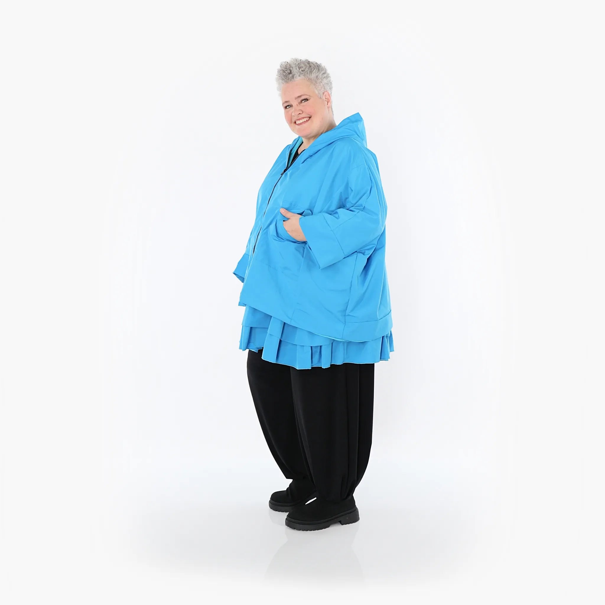  AKH Fashion Jacke in kastiger Form, aus Baumwolle, 1493.07076, Blau, Ausgefallen, Zeitlos