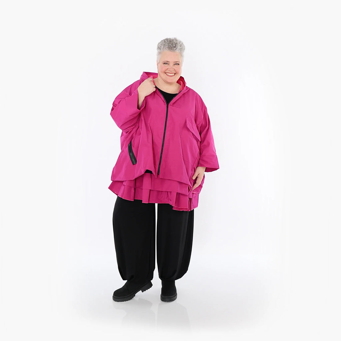  AKH Fashion Jacke in kastiger Form, aus Baumwolle, 1493.07076, Fuchsia, Ausgefallen