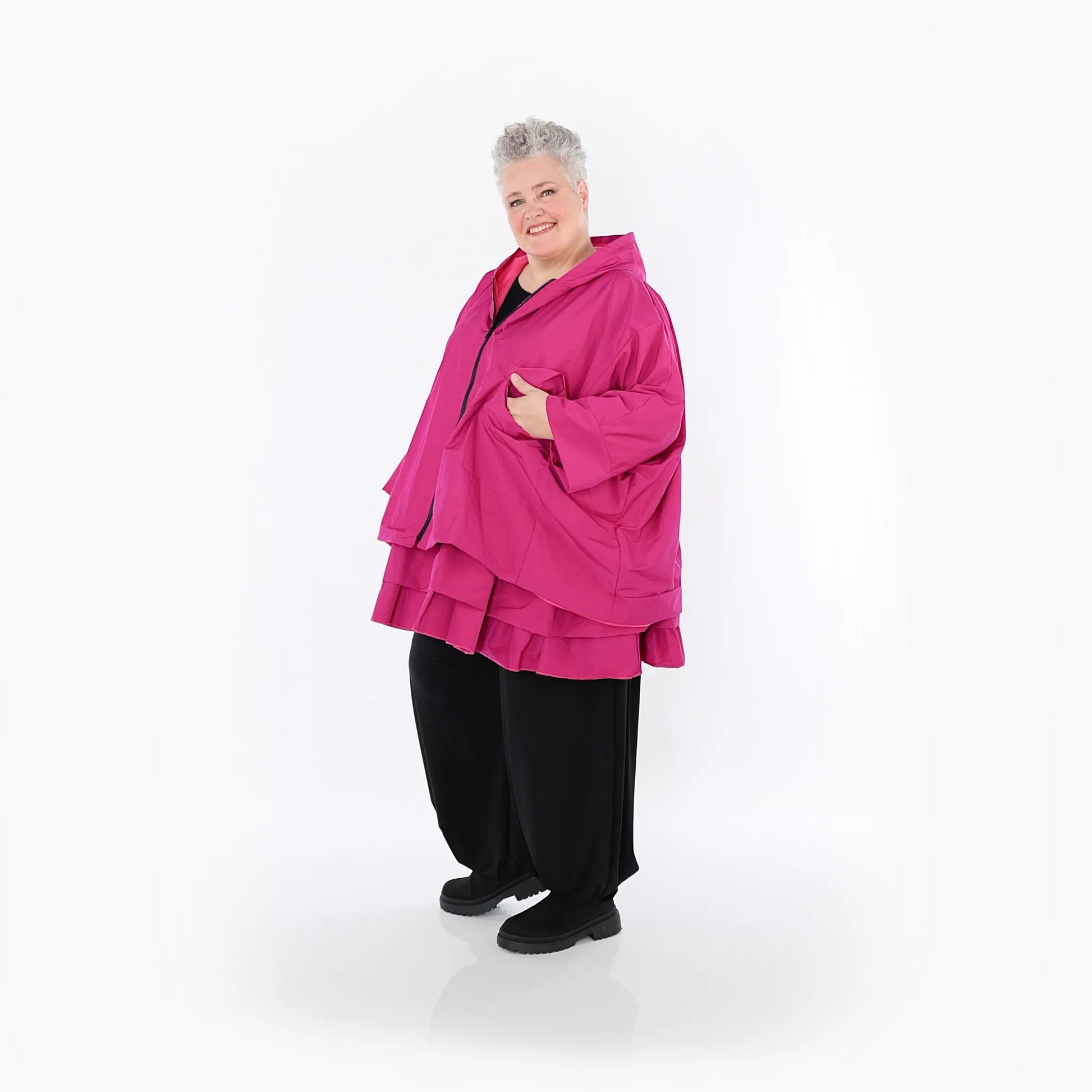  AKH Fashion Jacke in kastiger Form, aus Baumwolle, 1493.07076, Fuchsia, Ausgefallen