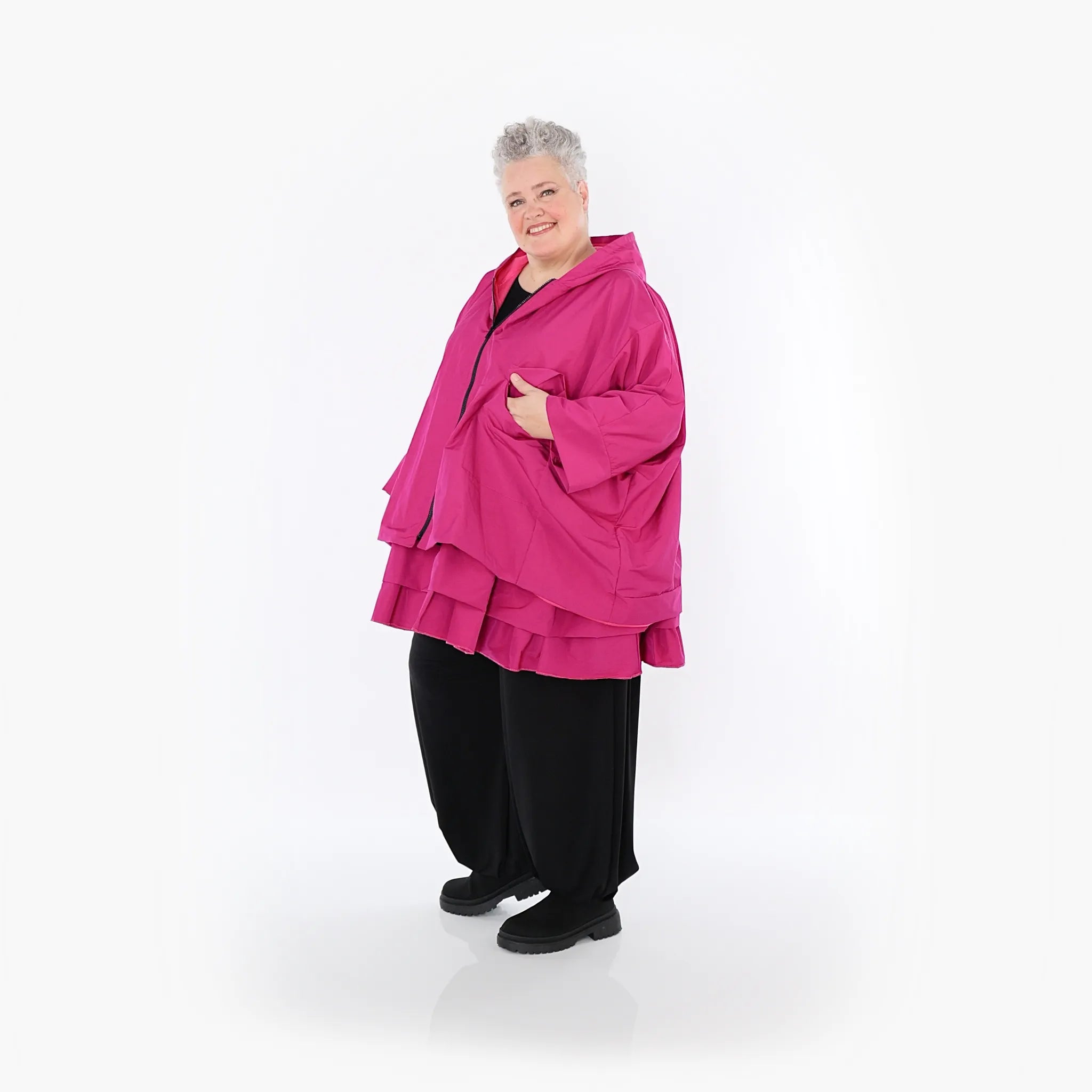  AKH Fashion Jacke in kastiger Form, aus Baumwolle, 1493.07076, Fuchsia, Ausgefallen