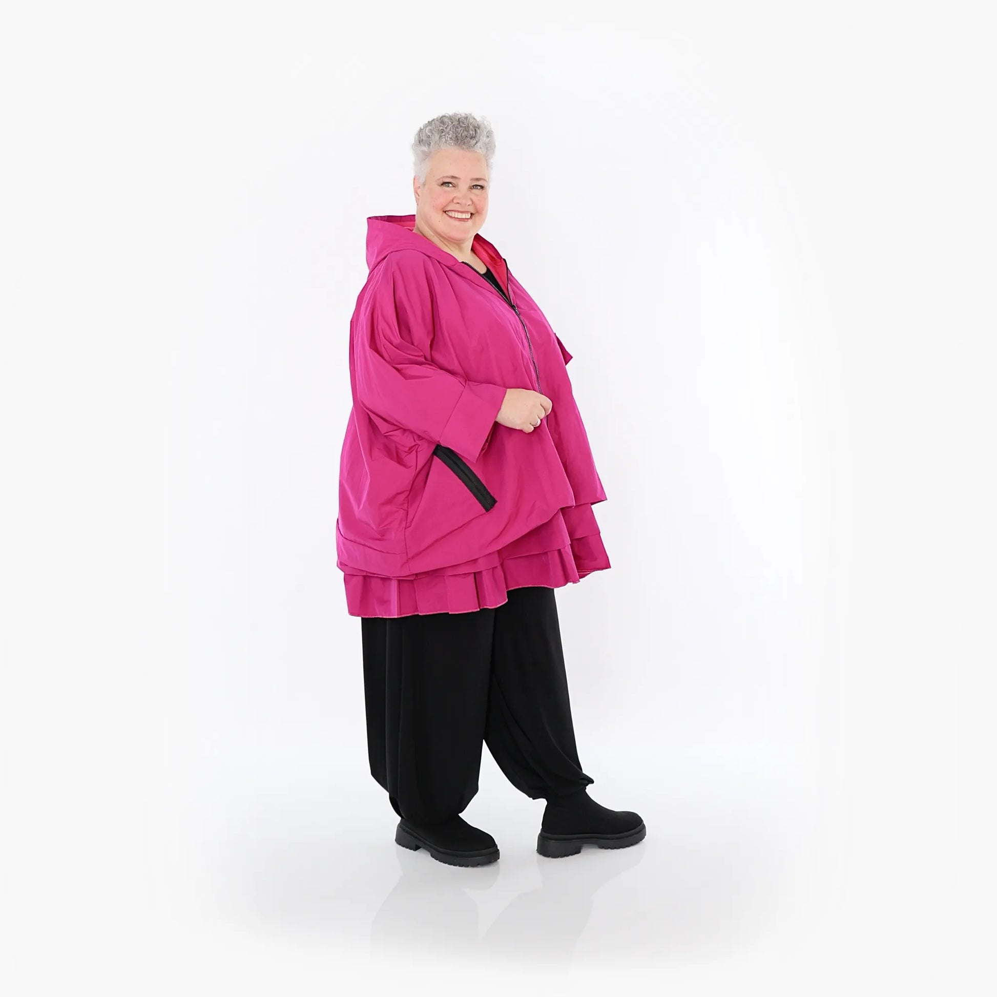  AKH Fashion Jacke in kastiger Form, aus Baumwolle, 1493.07076, Fuchsia, Ausgefallen