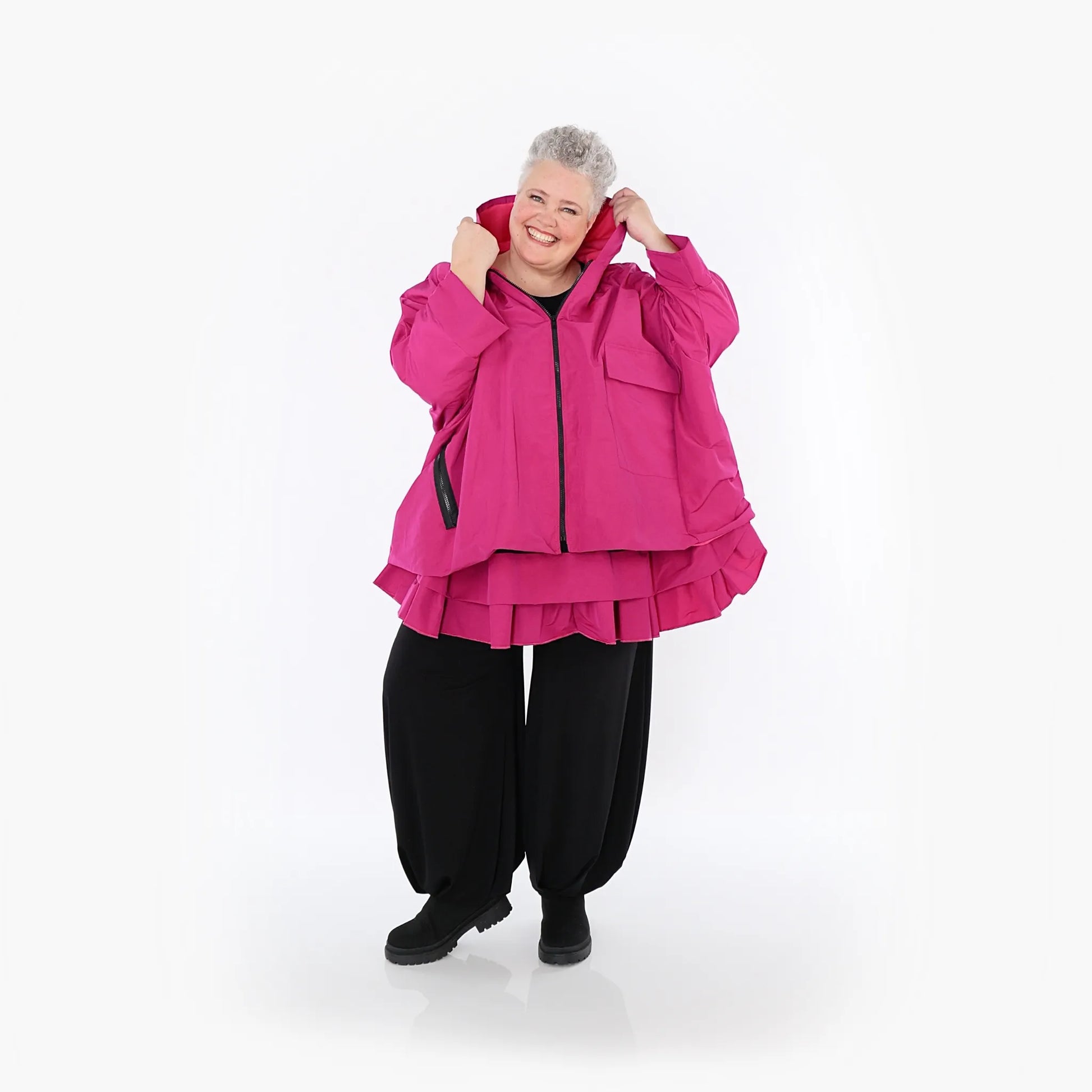  AKH Fashion Jacke in kastiger Form, aus Baumwolle, 1493.07076, Fuchsia, Ausgefallen
