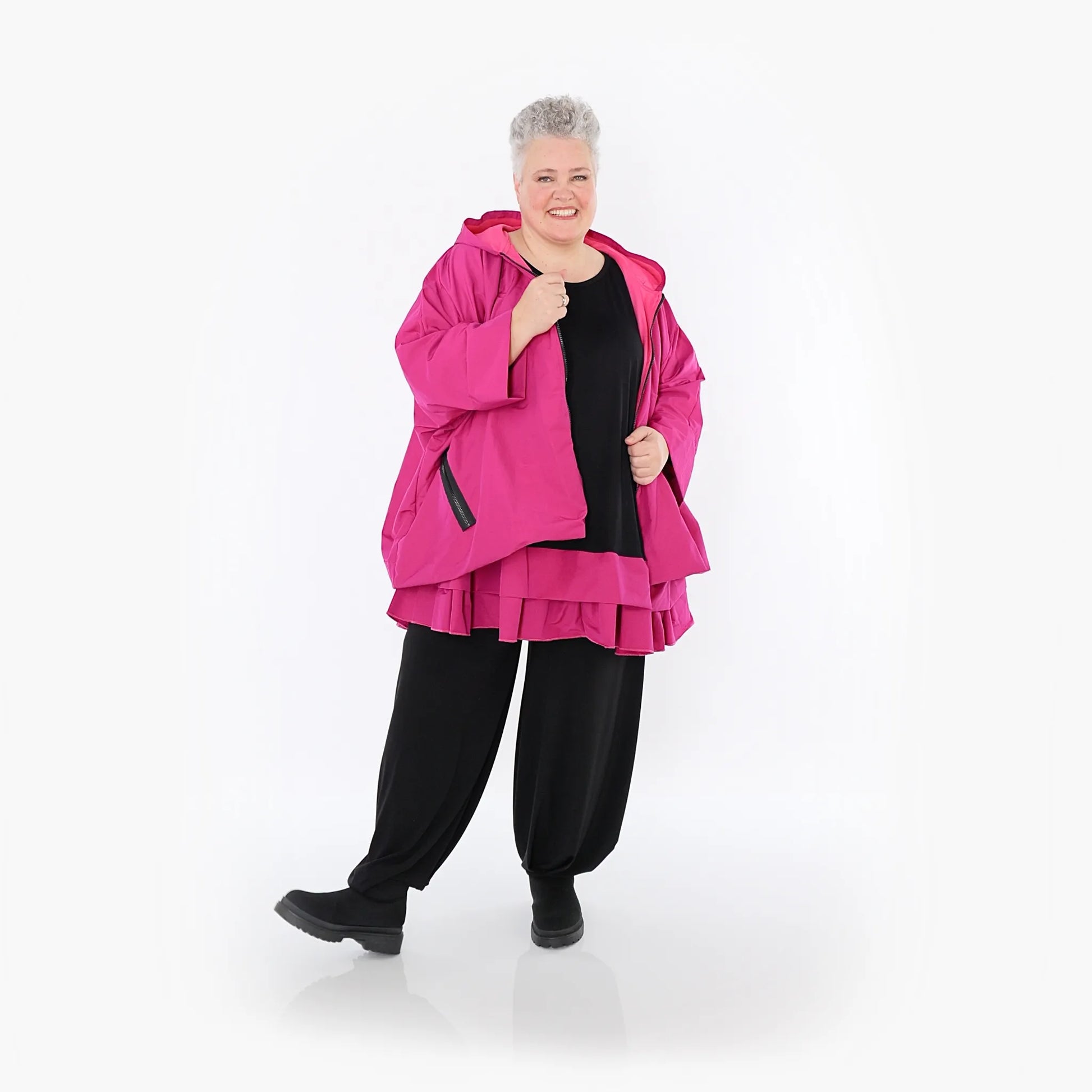  AKH Fashion Jacke in kastiger Form, aus Baumwolle, 1493.07076, Fuchsia, Ausgefallen