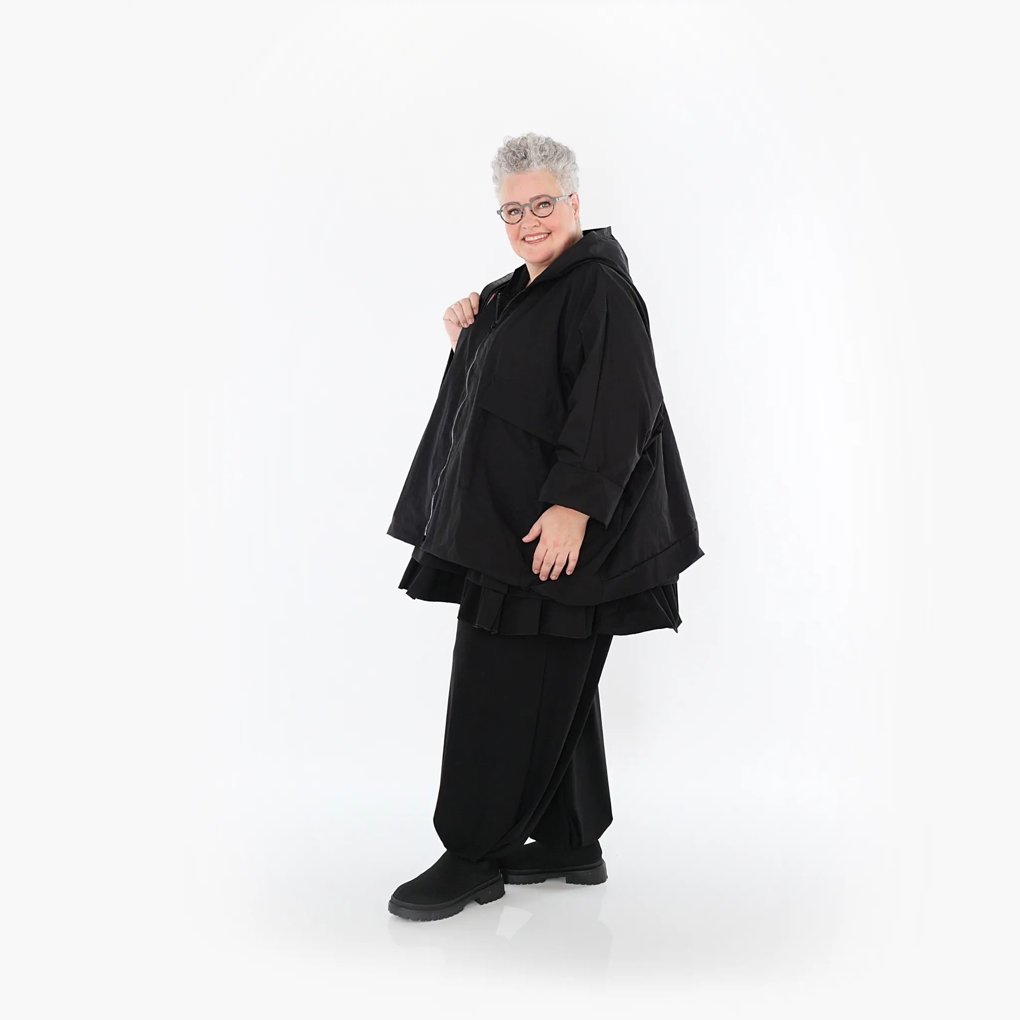  AKH Fashion Jacke in kastiger Form, aus Baumwolle, 1493.07076, Schwarz, Ausgefallen