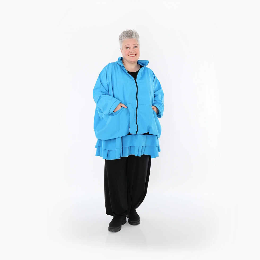  AKH Fashion Jacke in kastiger Form, aus Baumwolle, 1493.07104, Blau, Ausgefallen, Zeitlos