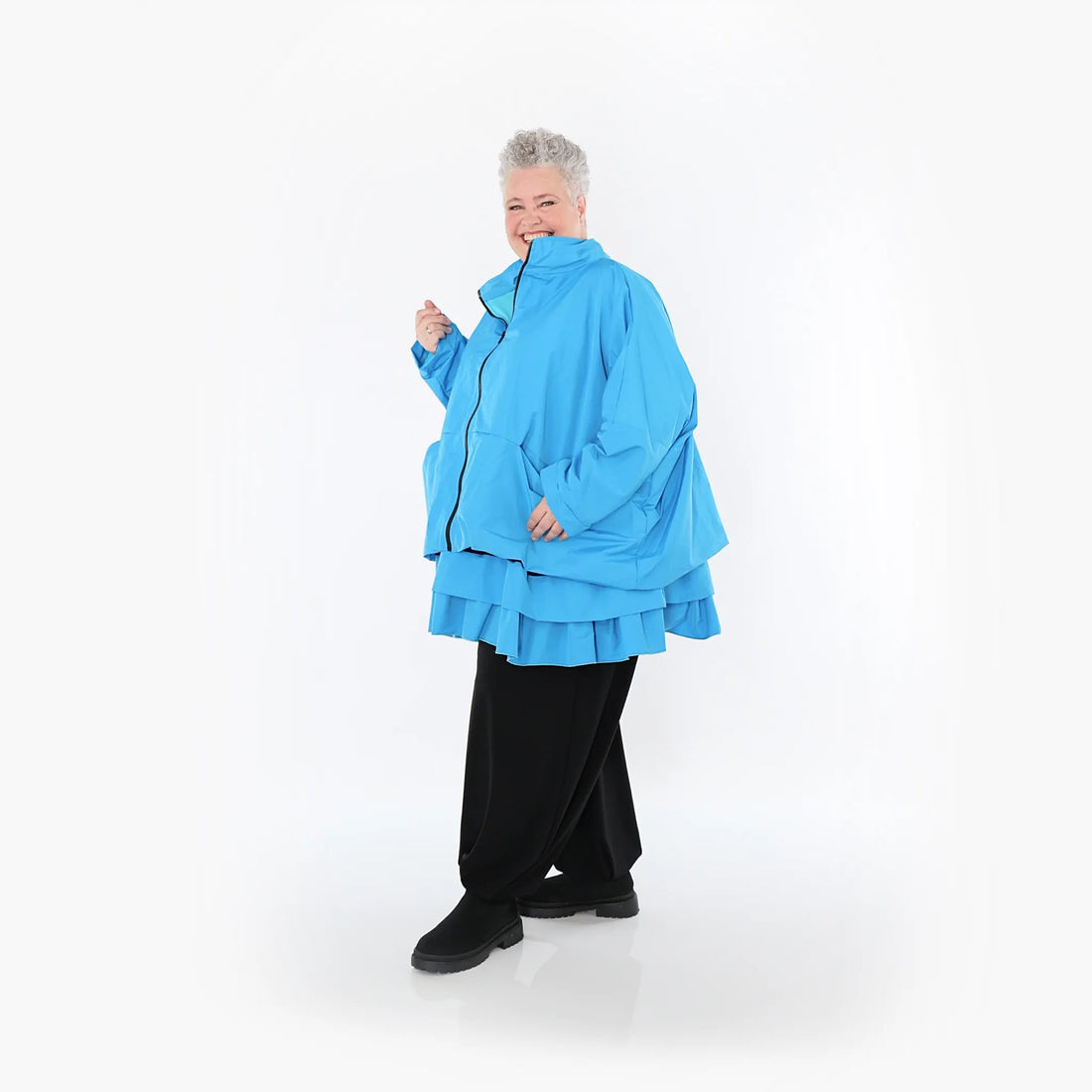  AKH Fashion Jacke in kastiger Form, aus Baumwolle, 1493.07104, Blau, Ausgefallen, Zeitlos