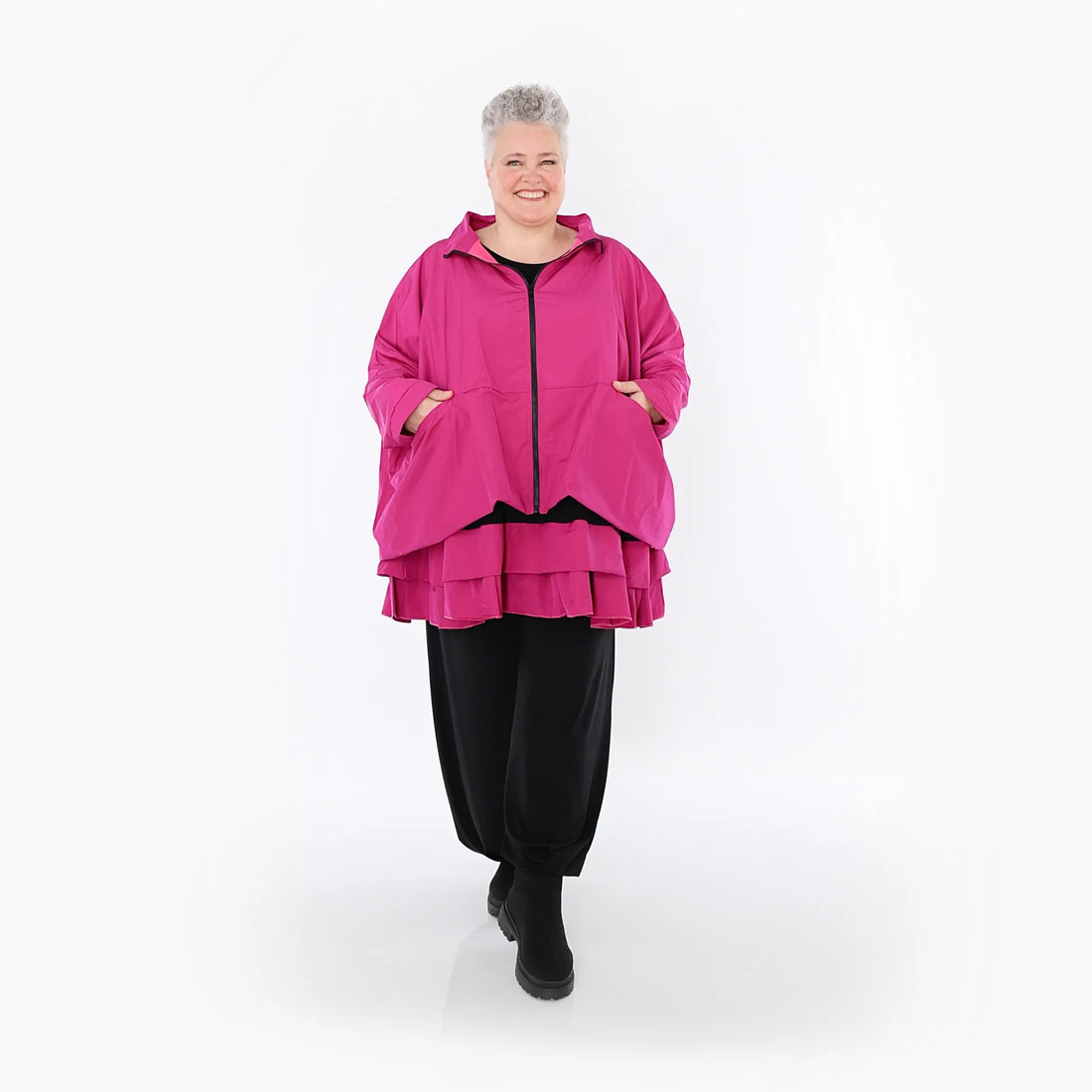  AKH Fashion Jacke in kastiger Form, aus Baumwolle, 1493.07104, Fuchsia, Ausgefallen