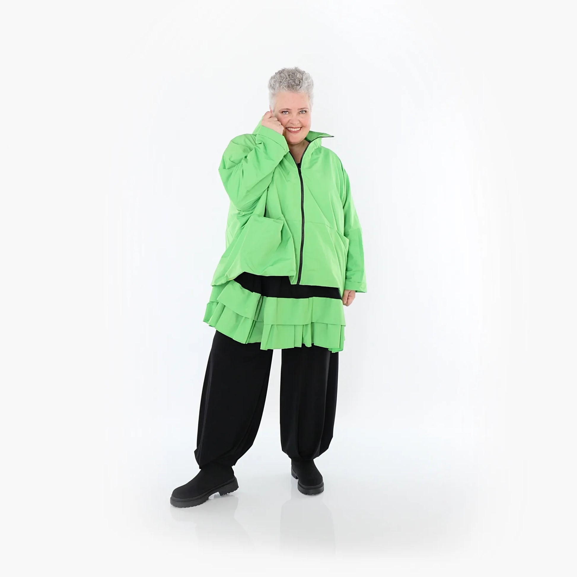  AKH Fashion Jacke in kastiger Form, aus Baumwolle, 1493.07104, Grün, Ausgefallen, Zeitlos