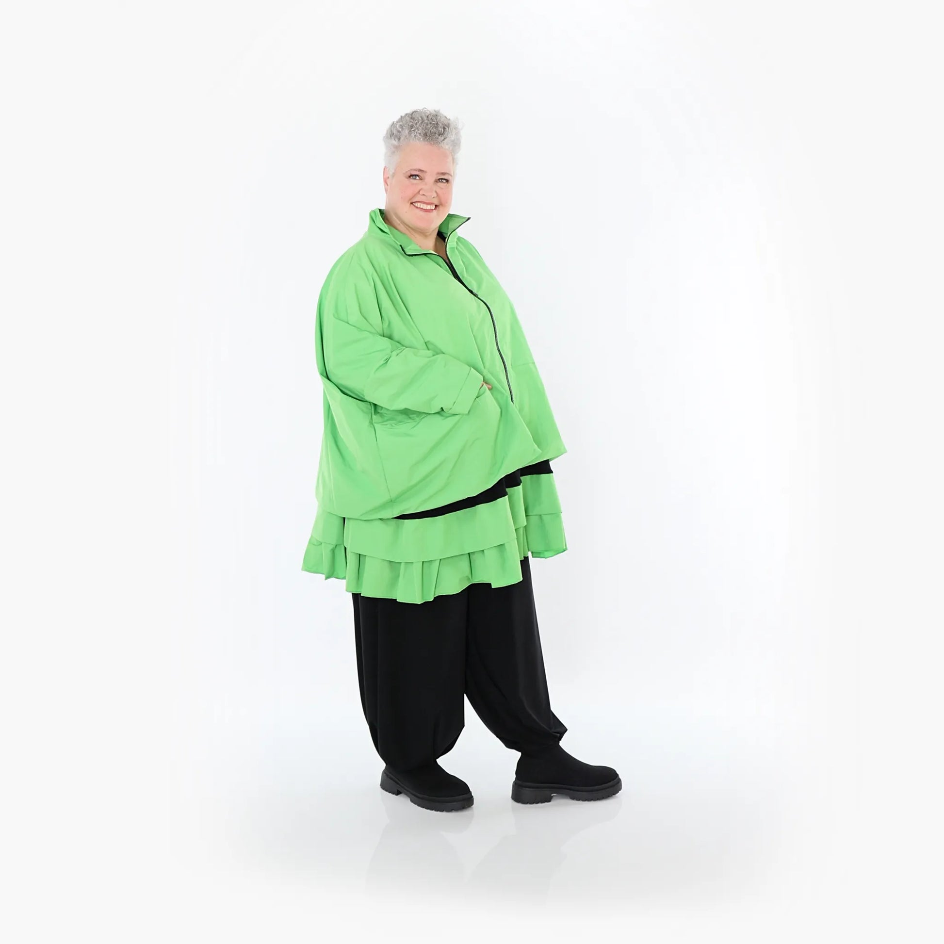  AKH Fashion Jacke in kastiger Form, aus Baumwolle, 1493.07104, Grün, Ausgefallen, Zeitlos