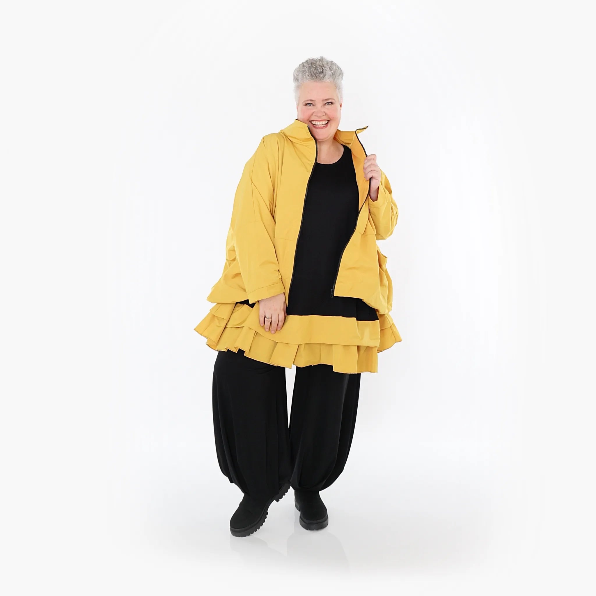 AKH Fashion Jacke in kastiger Form, aus Baumwolle, 1493.07104, Honiggelb, Ausgefallen