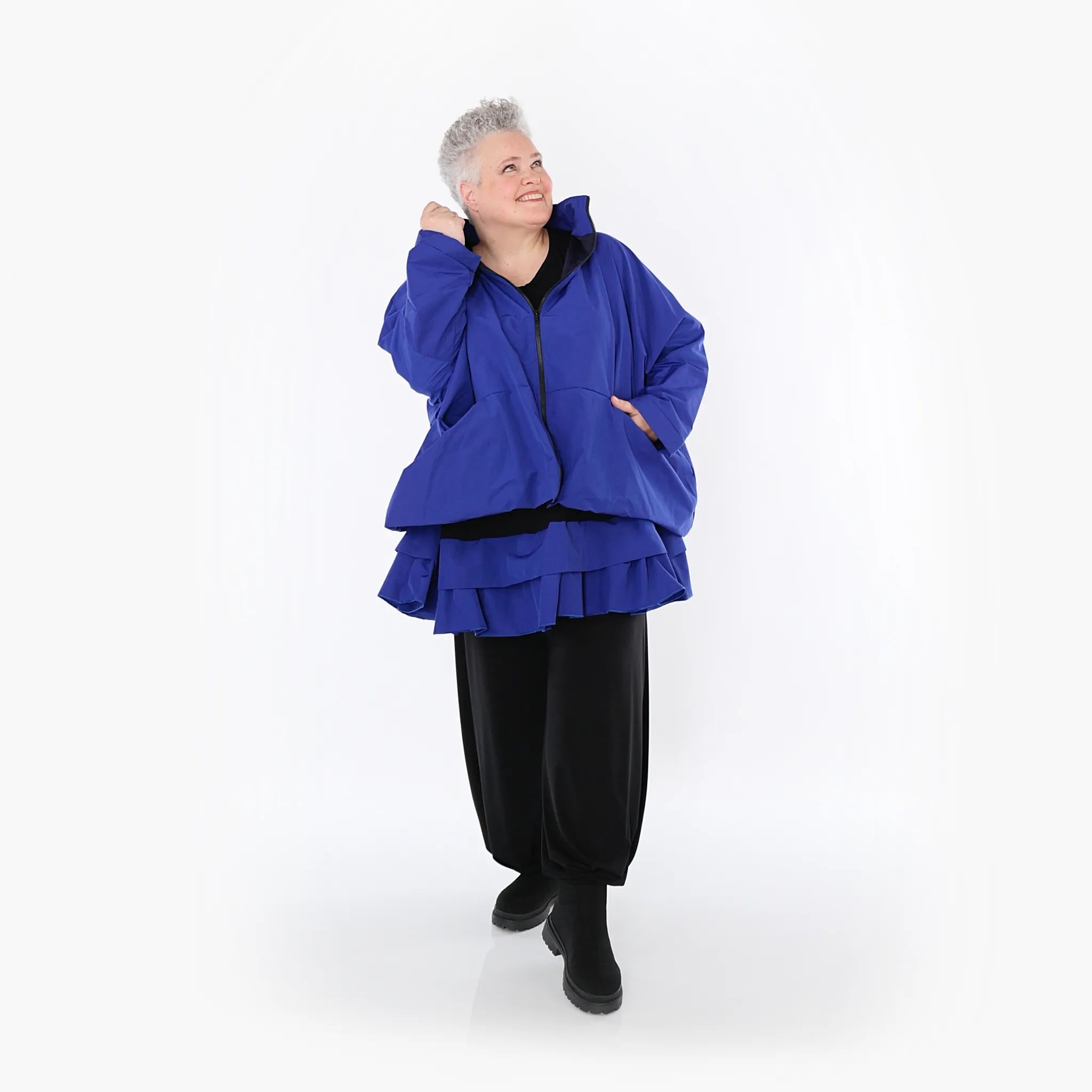 AKH Fashion Jacke in kastiger Form, aus Baumwolle, 1493.07104, Royalblau, Ausgefallen