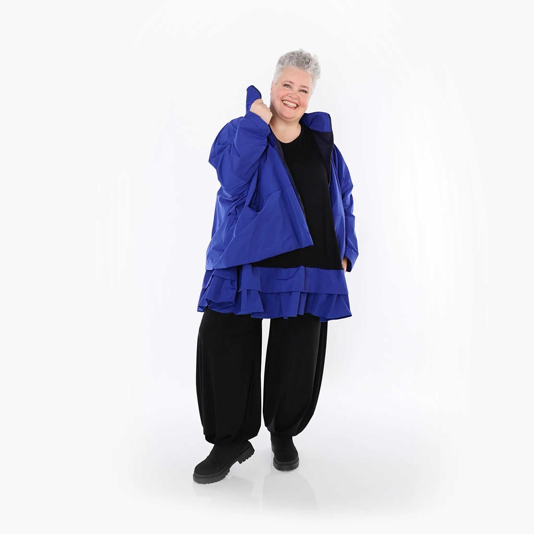 AKH Fashion Jacke in kastiger Form, aus Baumwolle, 1493.07104, Royalblau, Ausgefallen