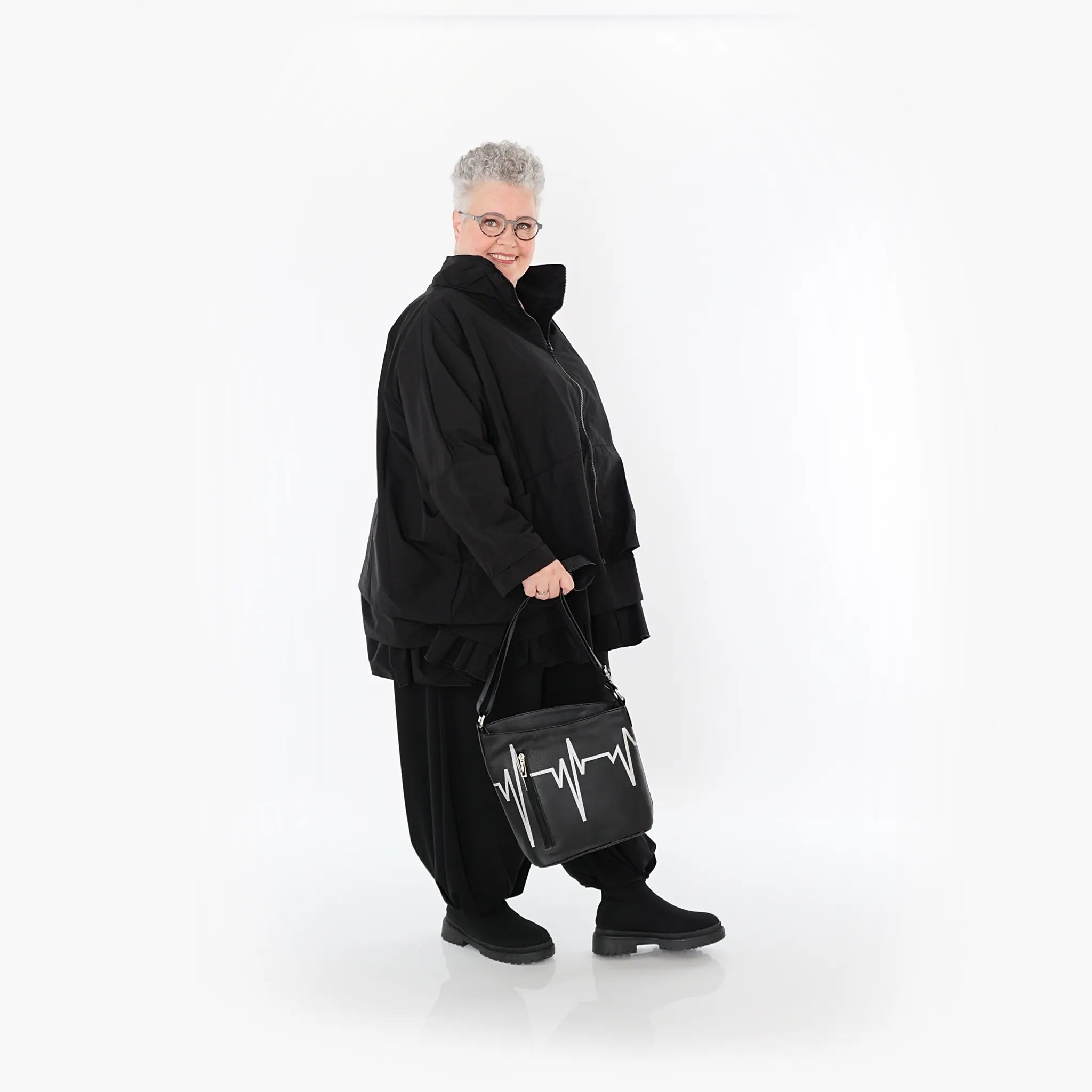  AKH Fashion Jacke in kastiger Form, aus Baumwolle, 1493.07104, Schwarz, Ausgefallen