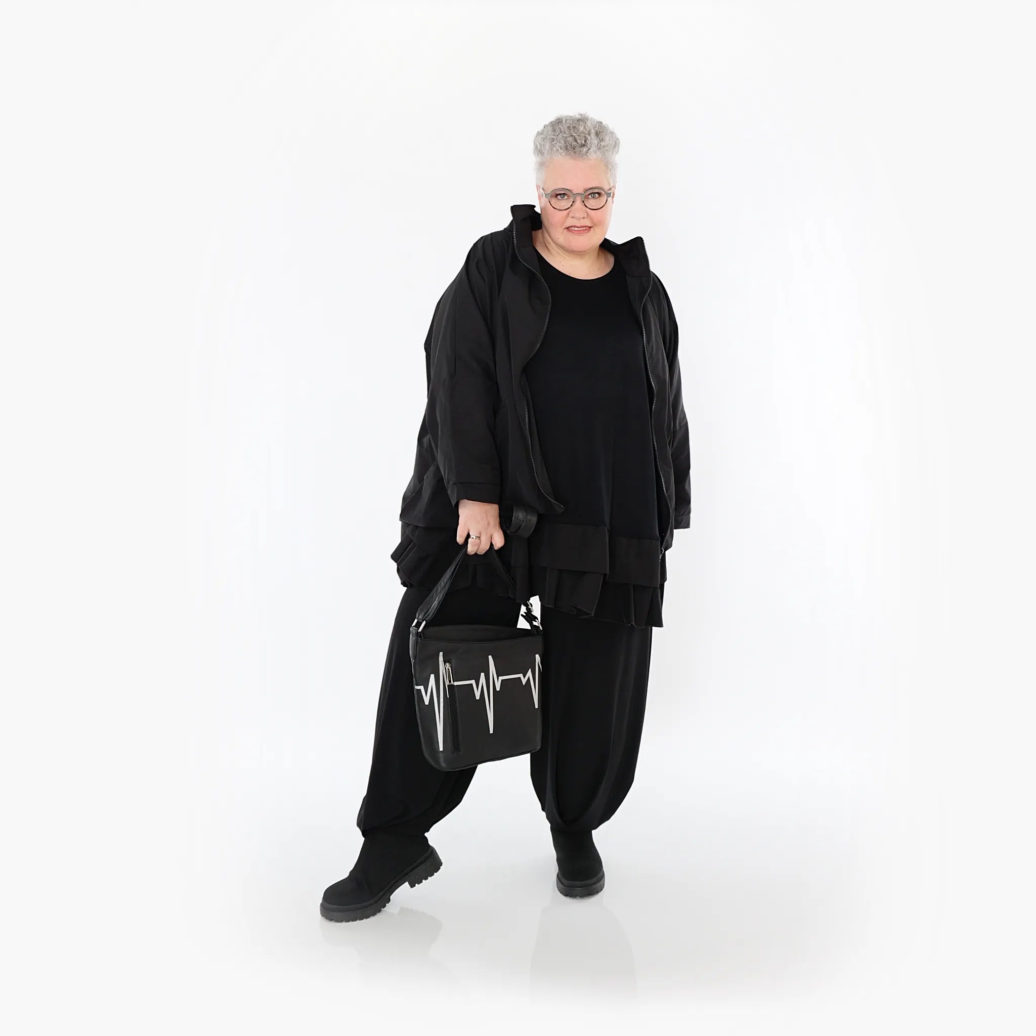  AKH Fashion Jacke in kastiger Form, aus Baumwolle, 1493.07104, Schwarz, Ausgefallen