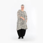  A-Form Bigshirt von AKH Fashion aus Viskose, 1494.02666, Ecru/Schwarz, Blumen, Ausgefallen