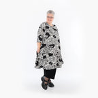  AKH Fashion Bigshirt in Glocken-Form, aus Materialmix, 1499.06563, Schwarz/Weiß, Animal