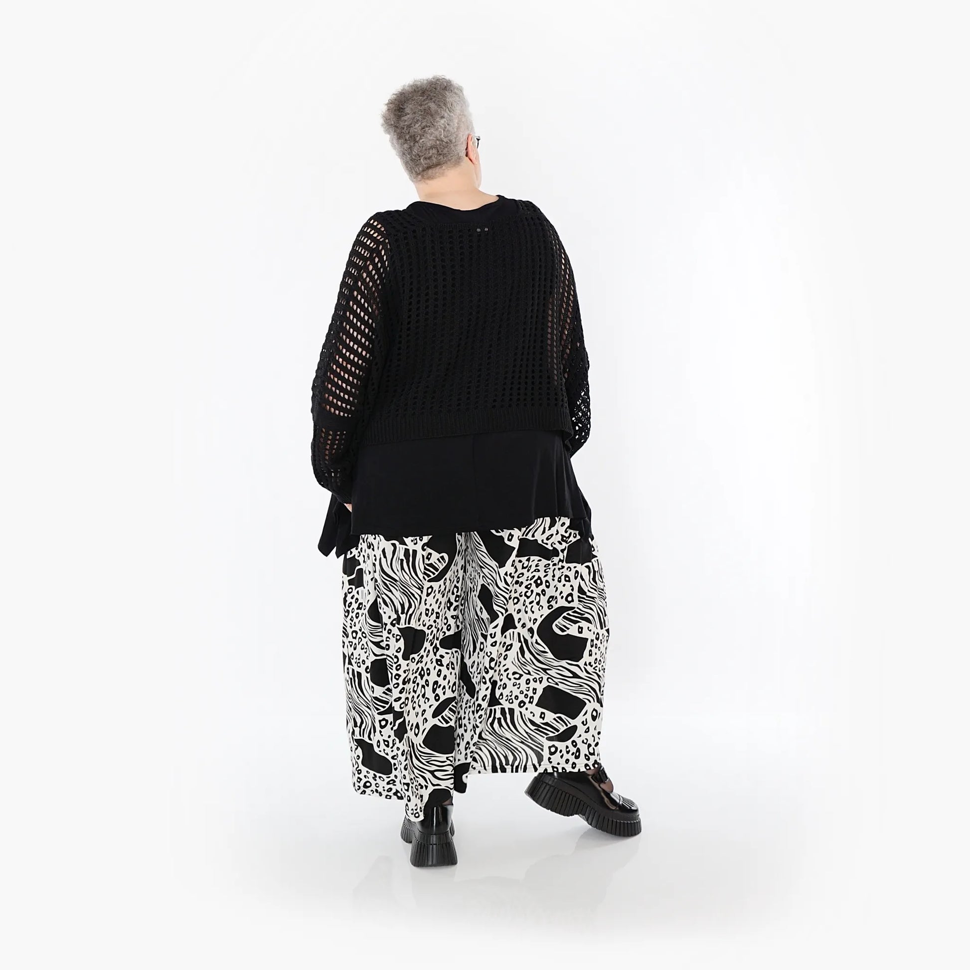  Palazzo Hose von AKH Fashion aus Materialmix, 1499.07077, Schwarz/Weiß, Animal, Schick