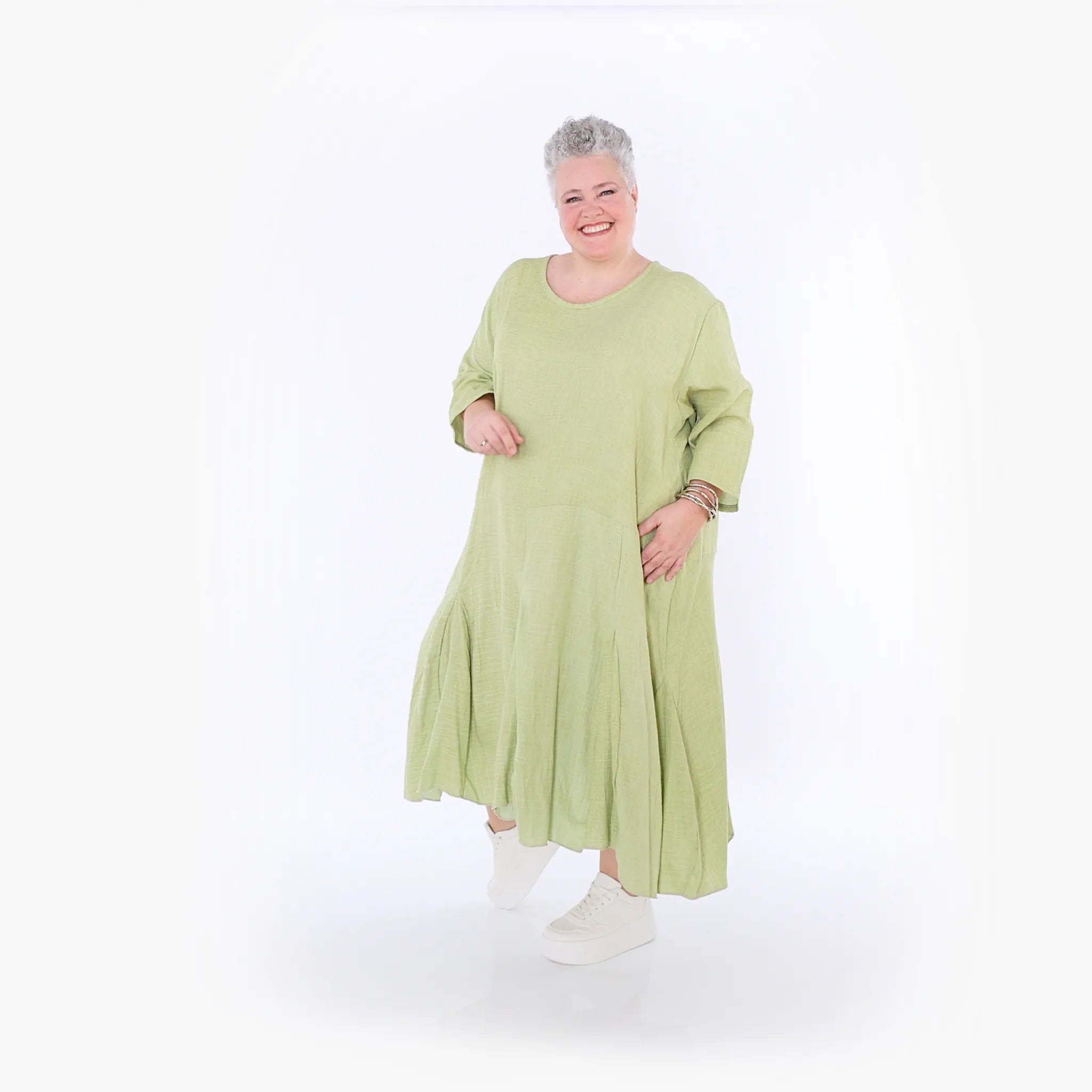  Ballonkleid von AKH Fashion aus Baumwolle, 1501.06972, Apfelgrün, Ausgefallen, Zeitlos