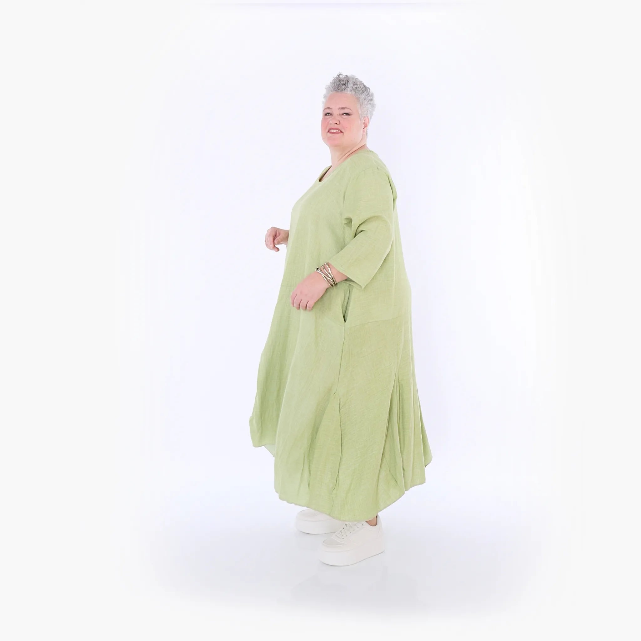  Ballonkleid von AKH Fashion aus Baumwolle, 1501.06972, Apfelgrün, Ausgefallen, Zeitlos