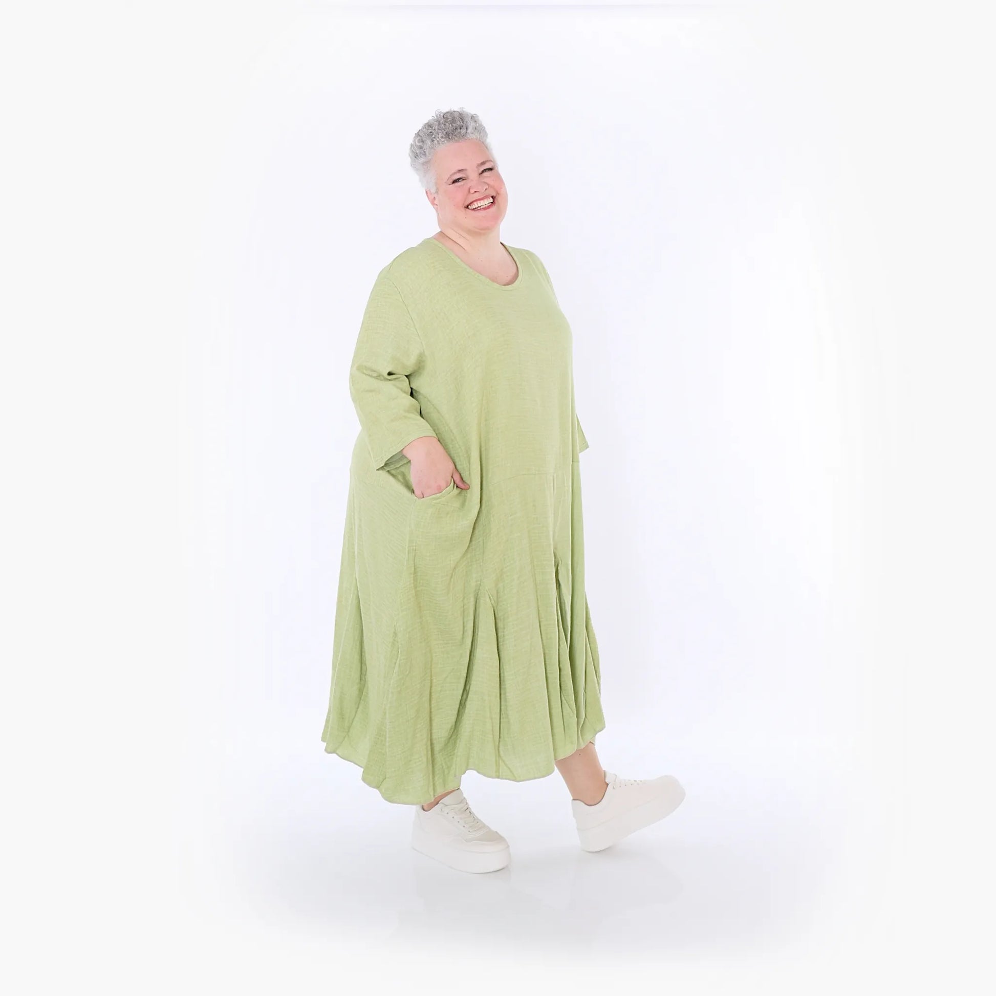  Ballonkleid von AKH Fashion aus Baumwolle, 1501.06972, Apfelgrün, Ausgefallen, Zeitlos