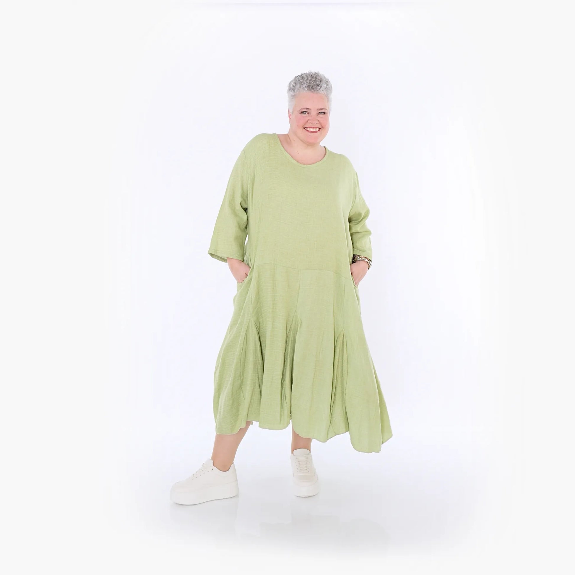  Ballonkleid von AKH Fashion aus Baumwolle, 1501.06972, Apfelgrün, Ausgefallen, Zeitlos
