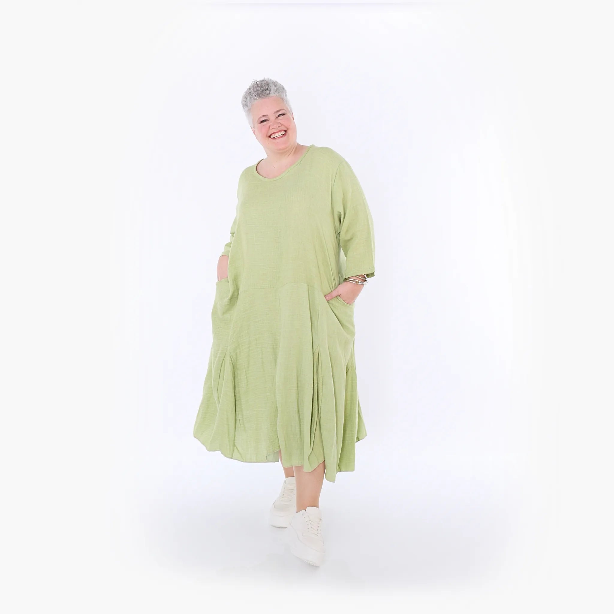  Ballonkleid von AKH Fashion aus Baumwolle, 1501.06972, Apfelgrün, Ausgefallen, Zeitlos