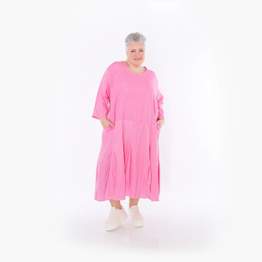  Ballonkleid von AKH Fashion aus Baumwolle, 1501.06972, Fuchsia, Ausgefallen, Zeitlos