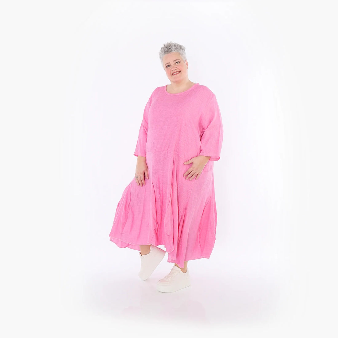  Ballonkleid von AKH Fashion aus Baumwolle, 1501.06972, Fuchsia, Ausgefallen, Zeitlos