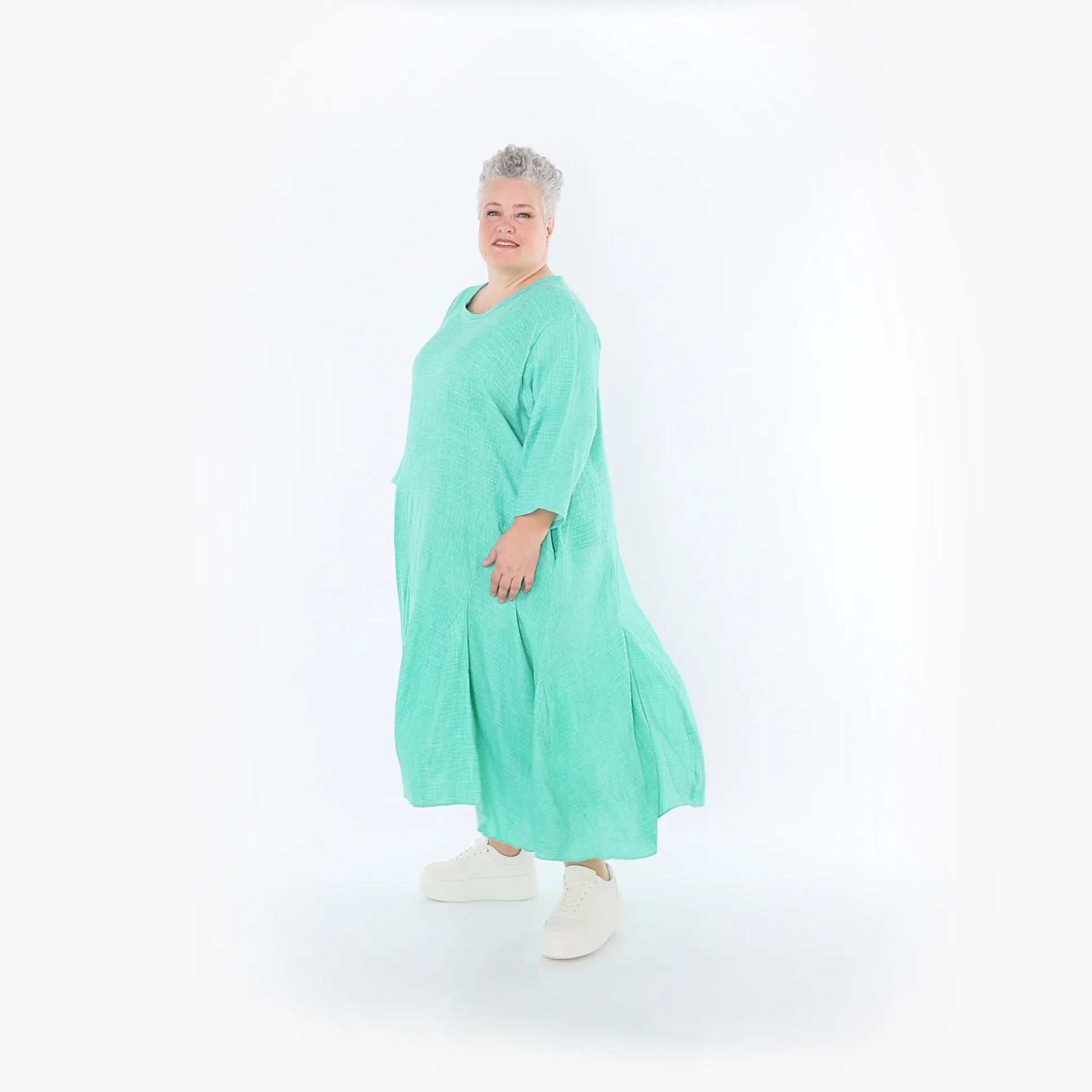  Ballonkleid von AKH Fashion aus Baumwolle, 1501.06972, Grün, Ausgefallen, Zeitlos, Schick