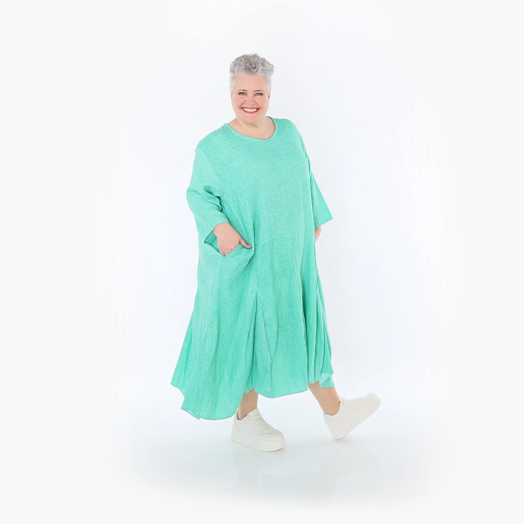  Ballonkleid von AKH Fashion aus Baumwolle, 1501.06972, Grün, Ausgefallen, Zeitlos, Schick