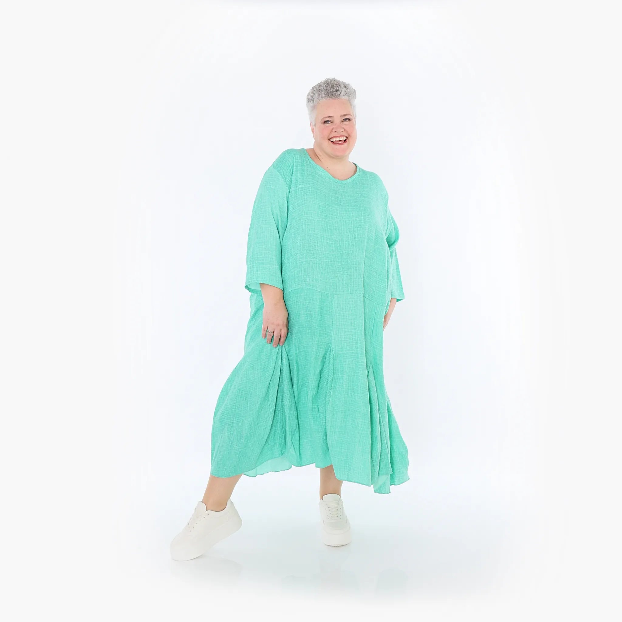  Ballonkleid von AKH Fashion aus Baumwolle, 1501.06972, Grün, Ausgefallen, Zeitlos, Schick