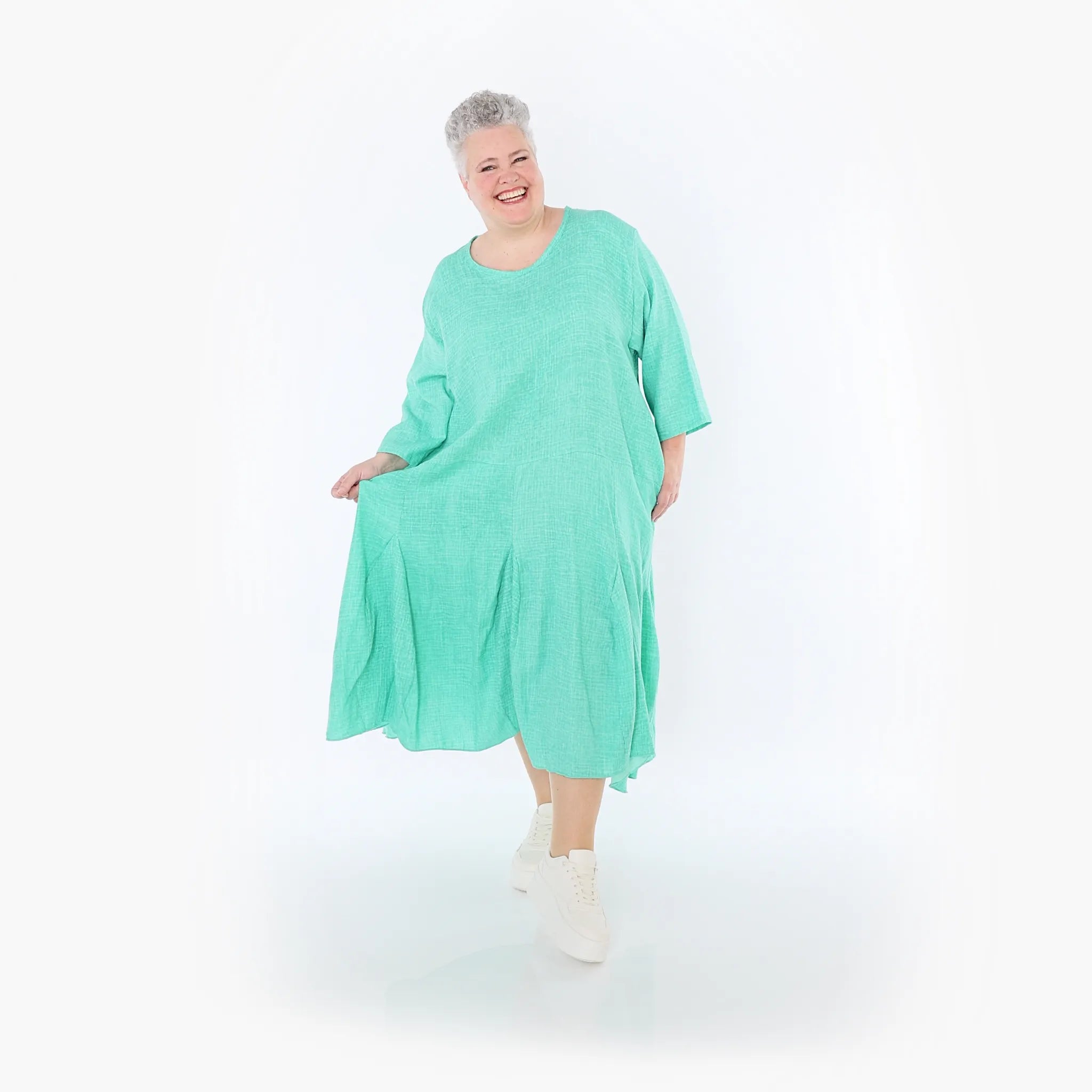  Ballonkleid von AKH Fashion aus Baumwolle, 1501.06972, Grün, Ausgefallen, Zeitlos, Schick
