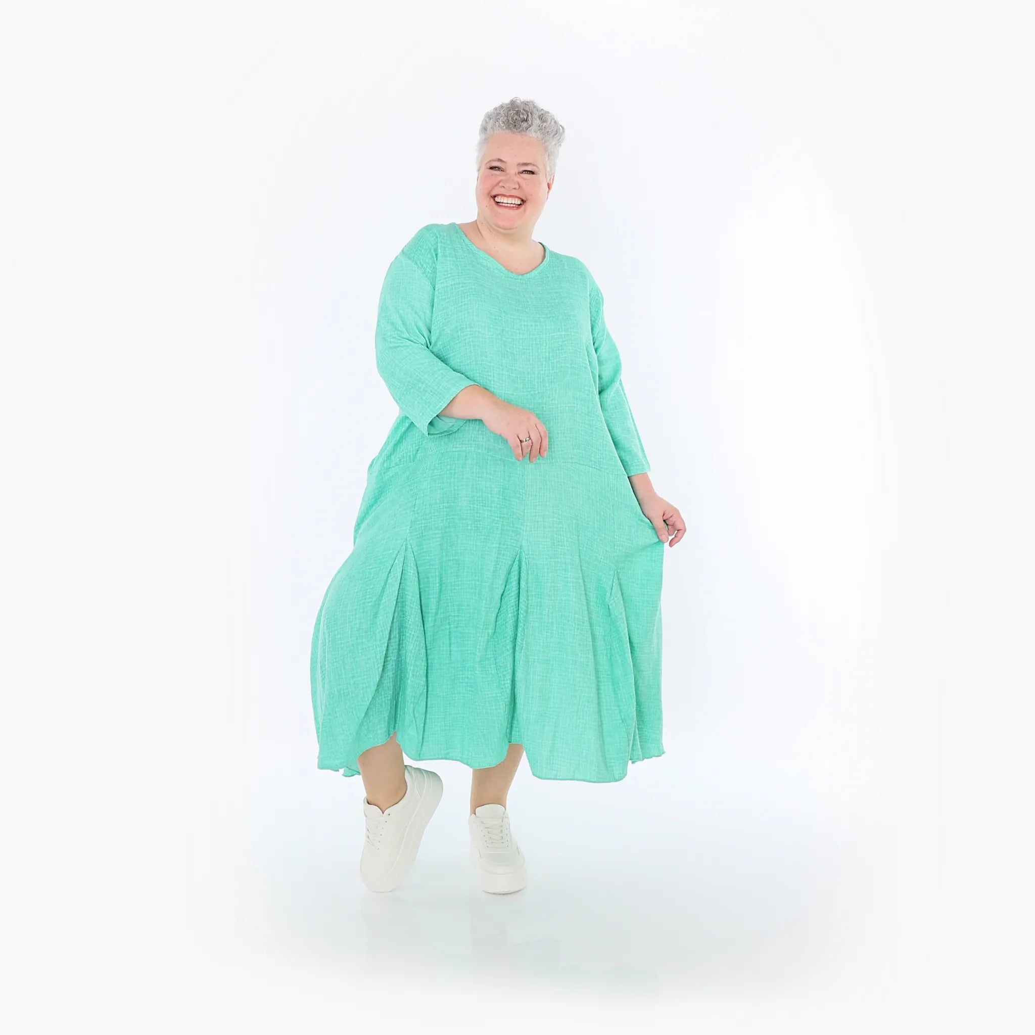  Ballonkleid von AKH Fashion aus Baumwolle, 1501.06972, Grün, Ausgefallen, Zeitlos, Schick