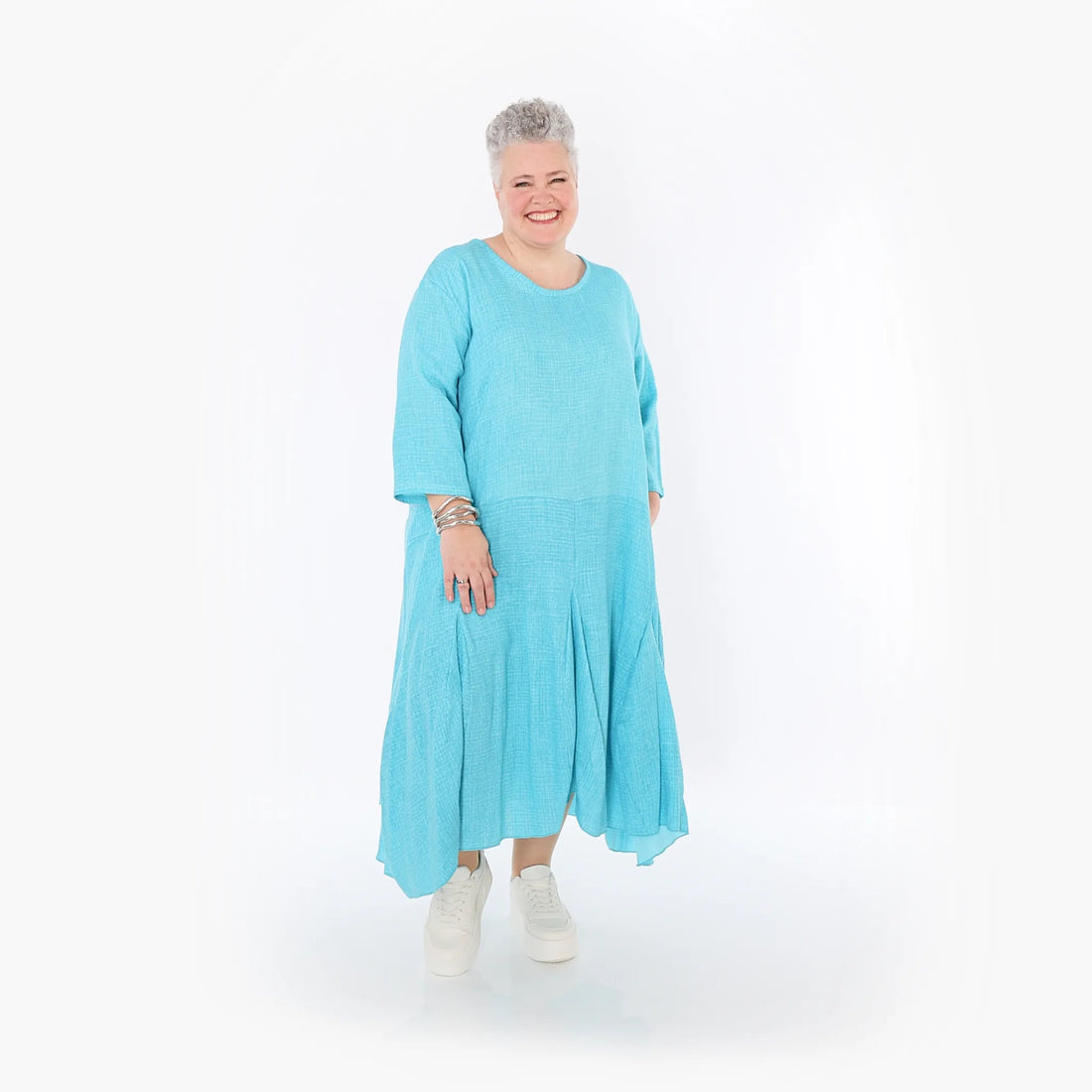  Ballonkleid von AKH Fashion aus Baumwolle, 1501.06972, Türkis, Ausgefallen, Zeitlos