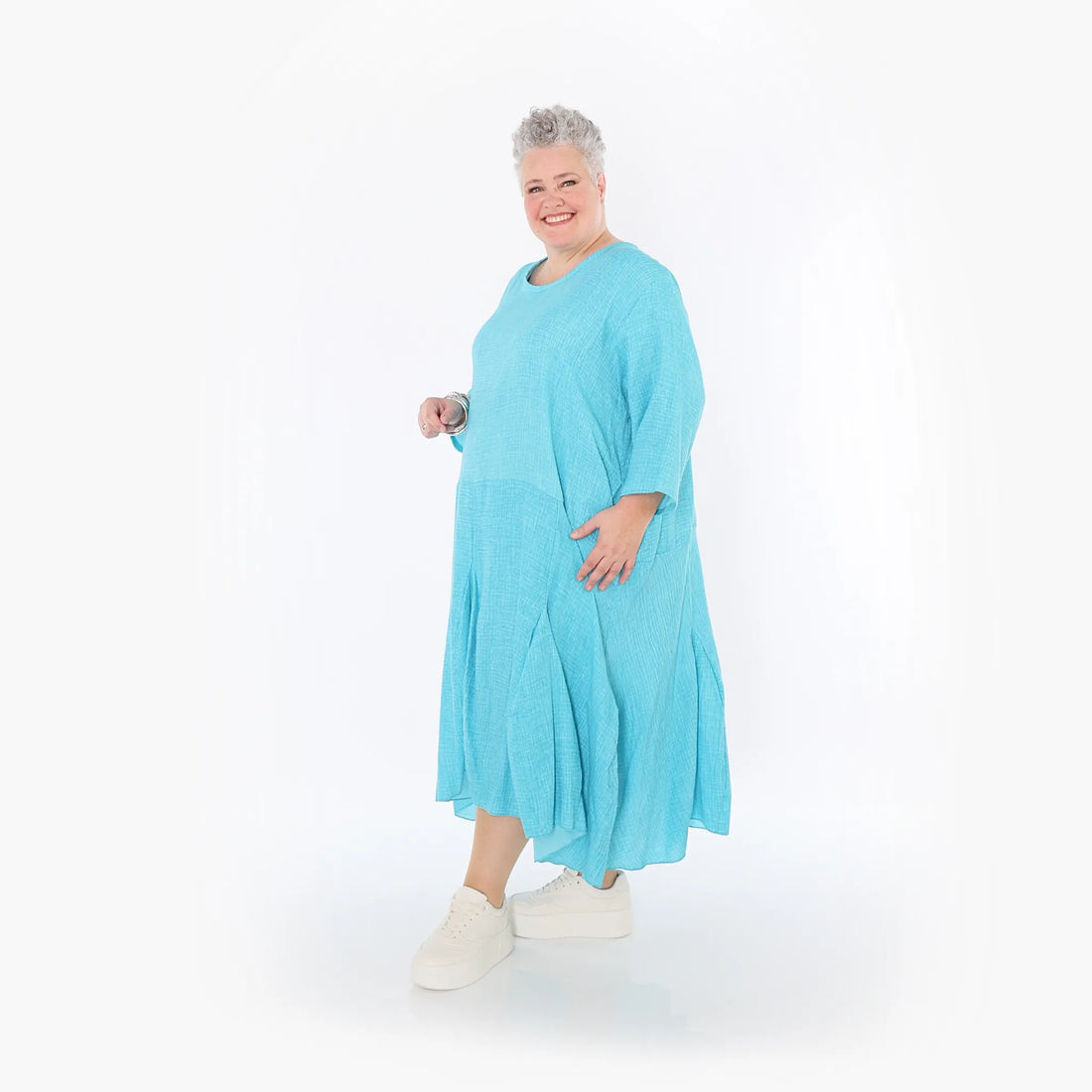  Ballonkleid von AKH Fashion aus Baumwolle, 1501.06972, Türkis, Ausgefallen, Zeitlos