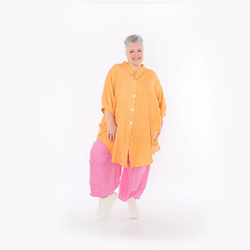  AKH Fashion Bluse in gerundeter Form, aus Baumwolle, 1501.07106, Orange, Ausgefallen