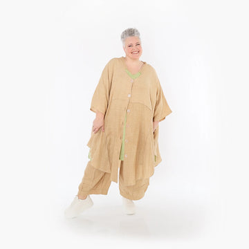 AKH Fashion Jacke in gerundeter Form, aus Baumwolle, 1501.07107, Cognac, Ausgefallen