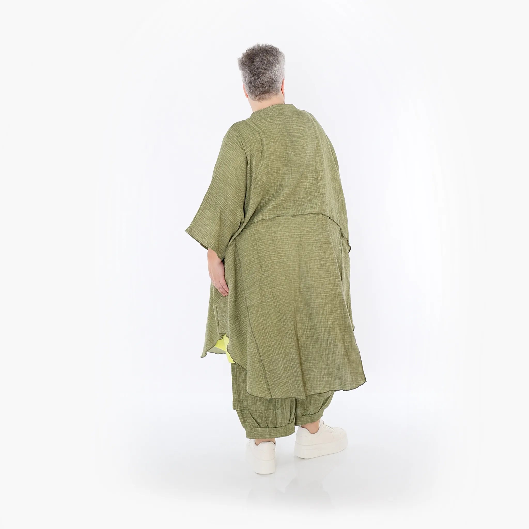  AKH Fashion Jacke in gerundeter Form, aus Baumwolle, 1501.07107, Khaki, Ausgefallen