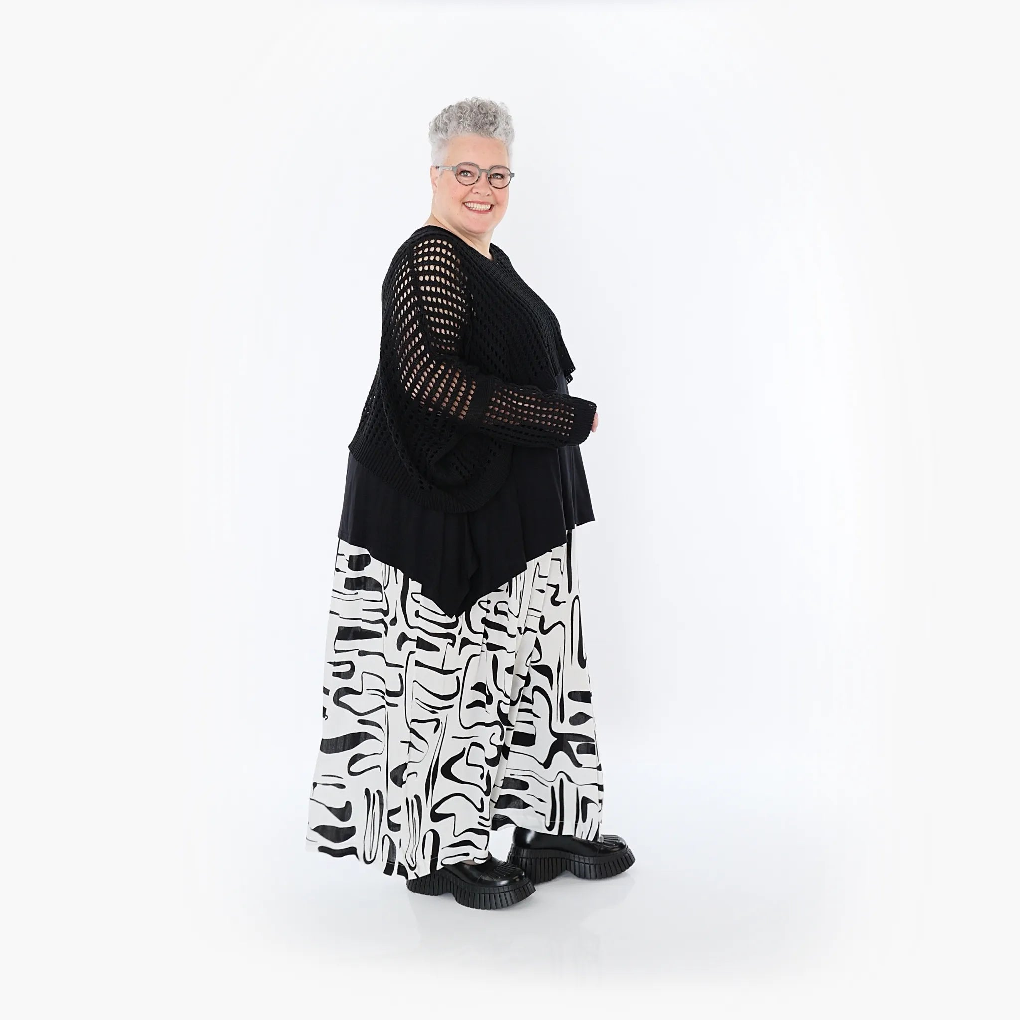  AKH Fashion Überwurf in kastiger Form, aus Baumwolle, 1502.02529, Schwarz, Ausgefallen