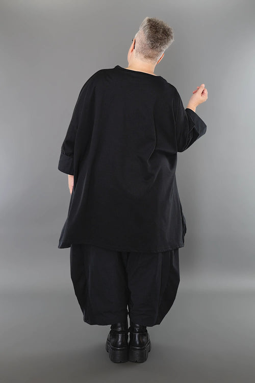 A-Form Bigshirt von AKH Premium aus Materialmix, P1001.6869, Schwarz, Ausgefallen, Zeitlos