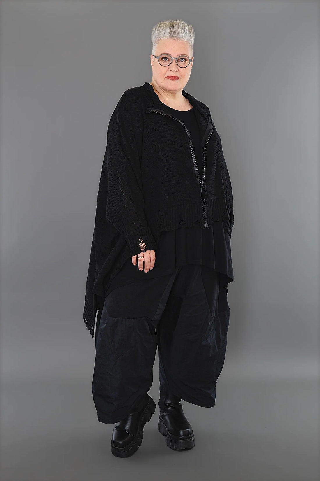  A-Form Jacke von AKH Premium aus Baumwolle, P1002.2519, Schwarz, Ausgefallen, Zeitlos