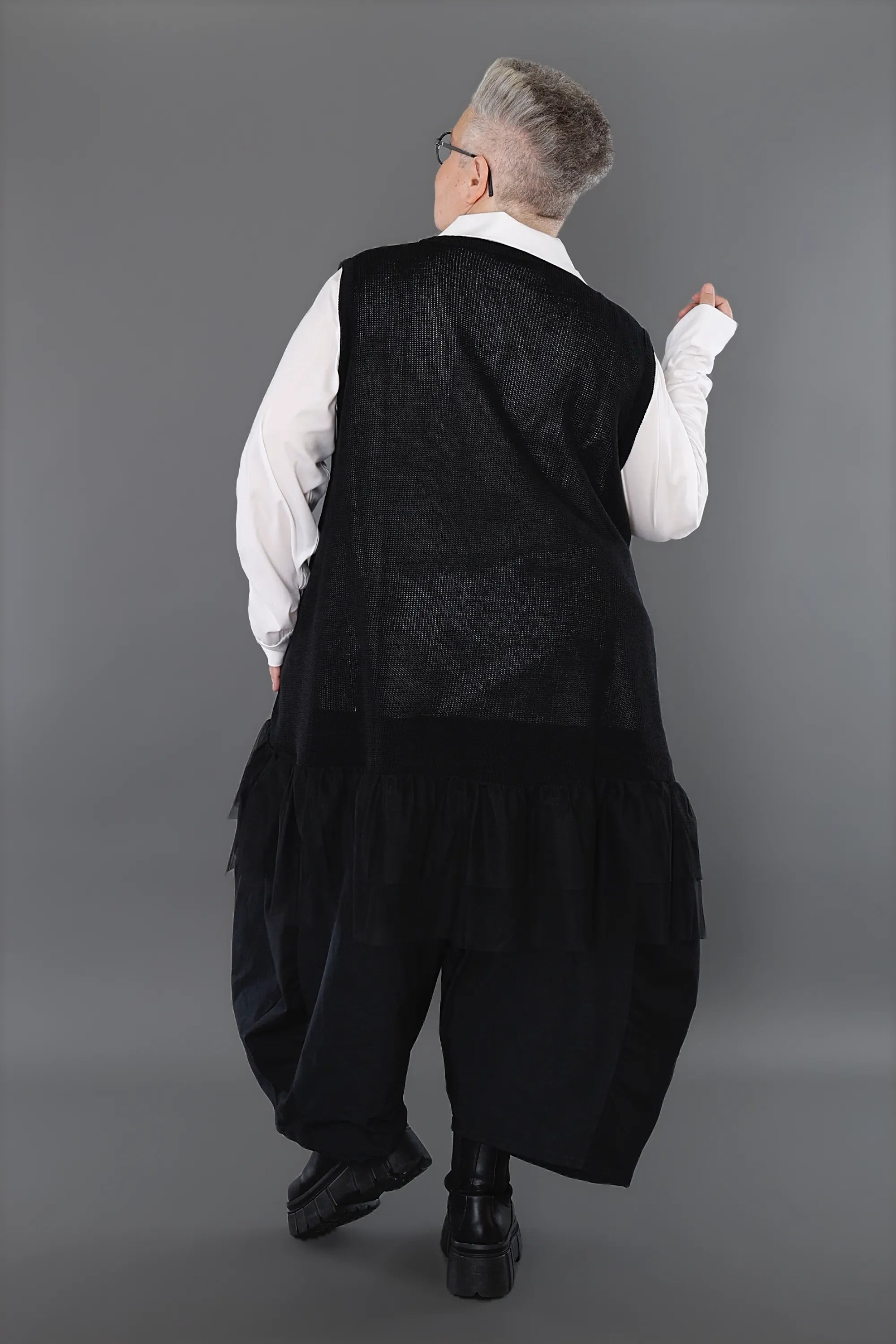  A-Form Tunika von AKH Premium aus Baumwolle, P1002.2523, Schwarz, Ausgefallen, Zeitlos