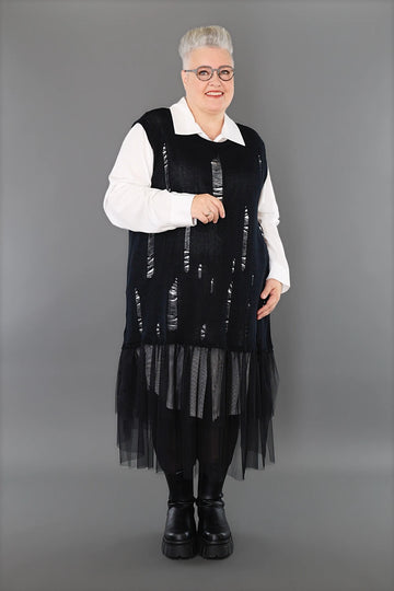  A-Form Tunika von AKH Premium aus Baumwolle, P1002.2524, Schwarz, Ausgefallen, Zeitlos