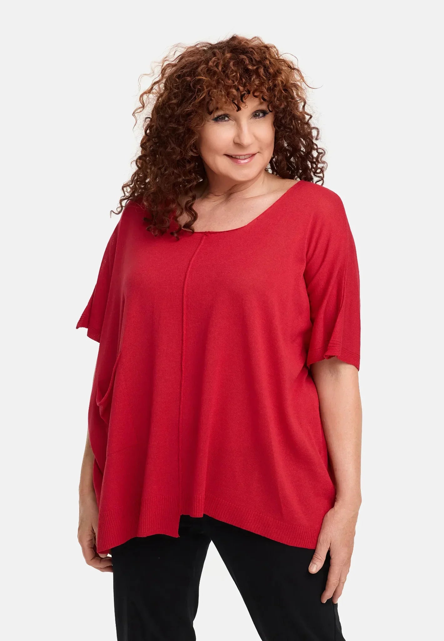 Amandine Pulli in kastiger Form, aus Viskose, A2802, Rot, Schick, Modern, Bequem, Schick